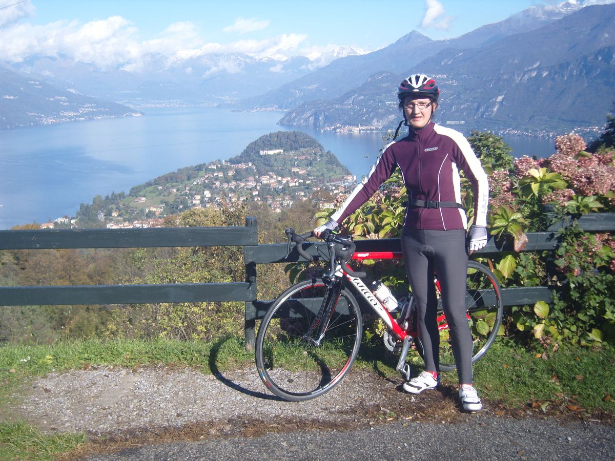 pausa panoramica durante la salita del Ghisallo sul lago di Como