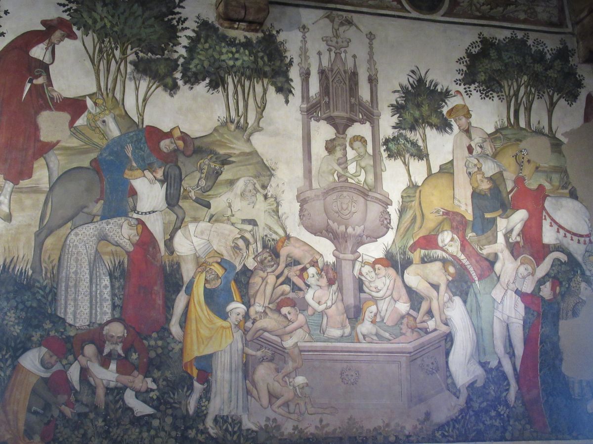 Fontana della Giovinezza nella sala baronale del castello della Manta